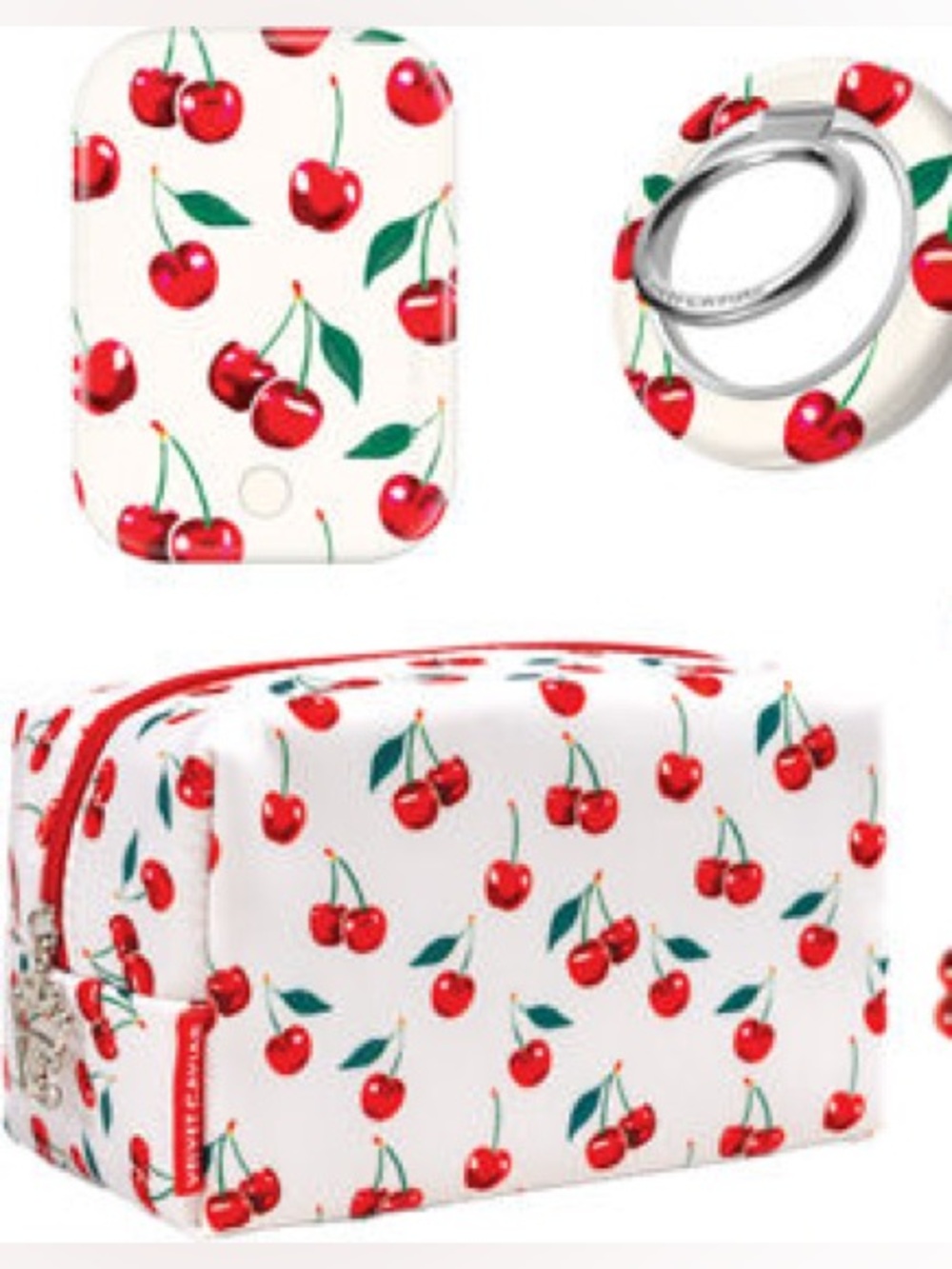 Cherry cosmetic case velvet caviar